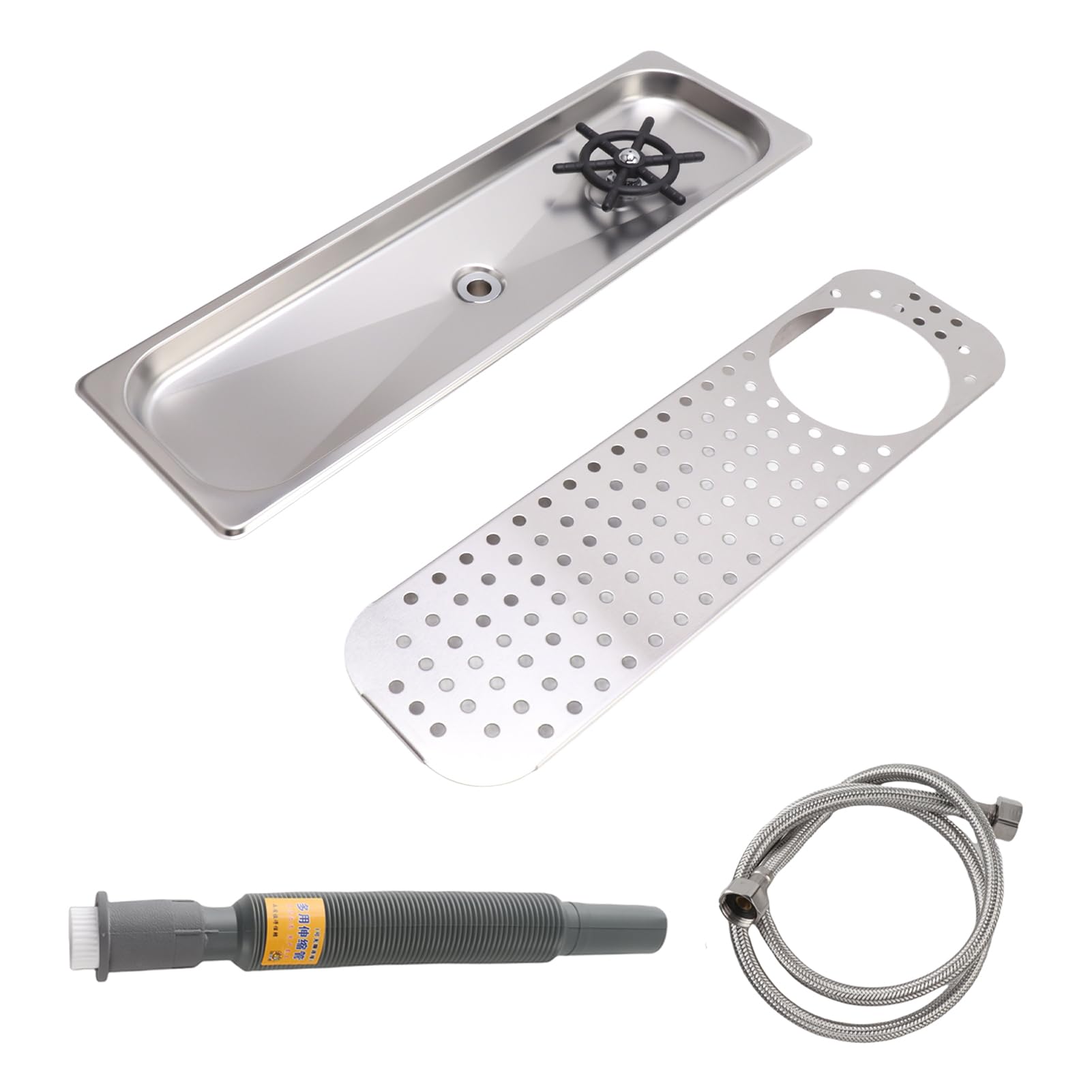 Bewinner Sciacquatrice per Brocca in Acciaio Inossidabile 304, Lavatazze, Sciacquatrice per Vetro Ad Alta Pressione, con Tubo di Scarico, Vassoio Antigoccia, per Bar, Caffetteria, (#3)