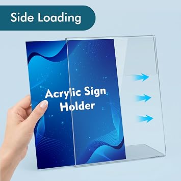 Comix Acrylic Sign Holder 8.5x11 Inches, 6 Pack L Shape Table Paper Stand