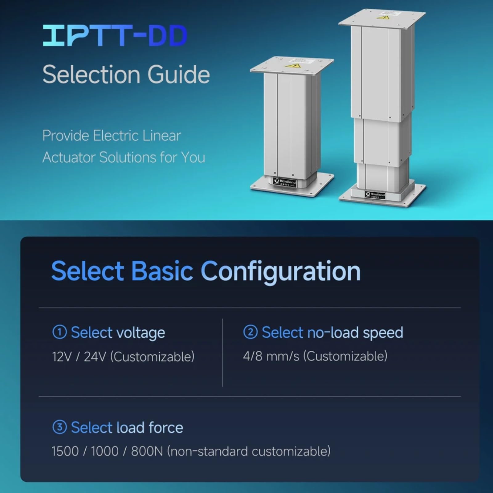Höhe verstellbare Liftpfeiler Set DC12/24V mit Steuerung 1 Stück(IPTT-DD310-DL; 4mm per s; 24V)