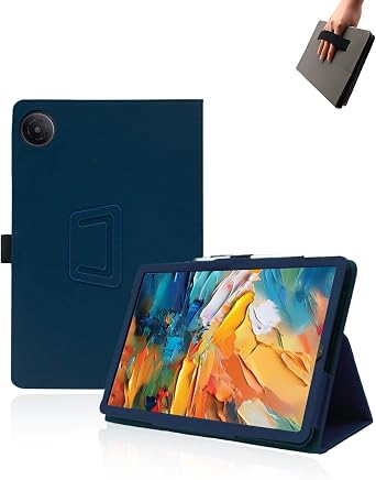 Case for TCL TAB 8 NXTPAPER 5G Tablet 8.7 inch Android Tablets,UYRUREL Leather Slim Folding Stand Cover with Hand Strap Magnet for Men Women Full Protection,Blue.