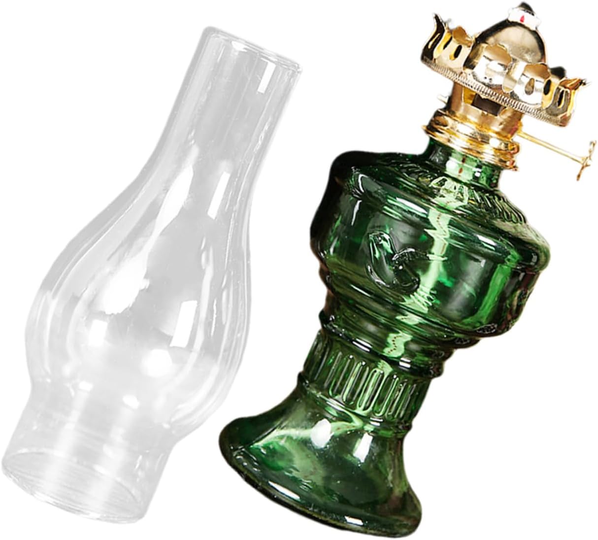 Vintage Rustic Kerosene Lamp with Thickened Windproof Glass Cover Decorative Camping Oil Lantern for Living Bedroom Kitchen Atmosphere Desk Oil Lamp with Retro Style and Easy Use