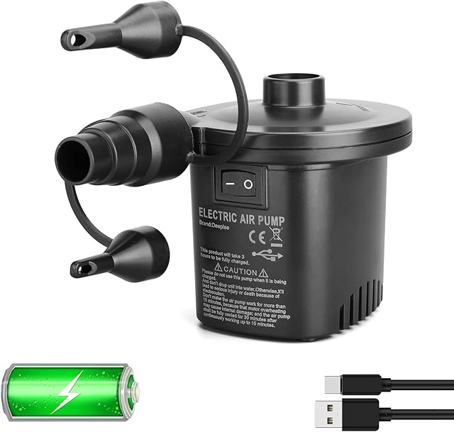 Deeplee Electric Air Pump, Quick-Fill Electric Rechargeable Inflator for Inflating/Deflating Paddling Pool Airbed Air Mattress Inflated Toy