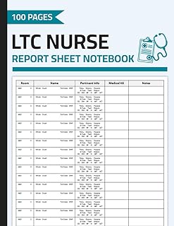 LTC Nurse Report Sheet Notebook: Nursing Report Sheets for Long-Term Care Nurses | 100 Pages (22 Patients Per Page)