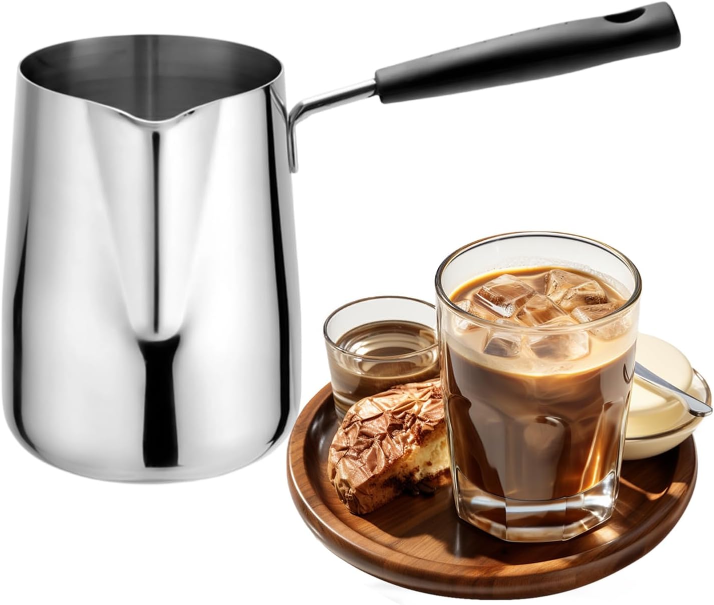 Turkish Coffee Pot with a Capacity of 600 ml and a Weight of 250 g, Turkish Coffee Machine, Chai Pot, Stove Drink Pan, for Milk Tea, Hot Chocolate, Home, Kitchen