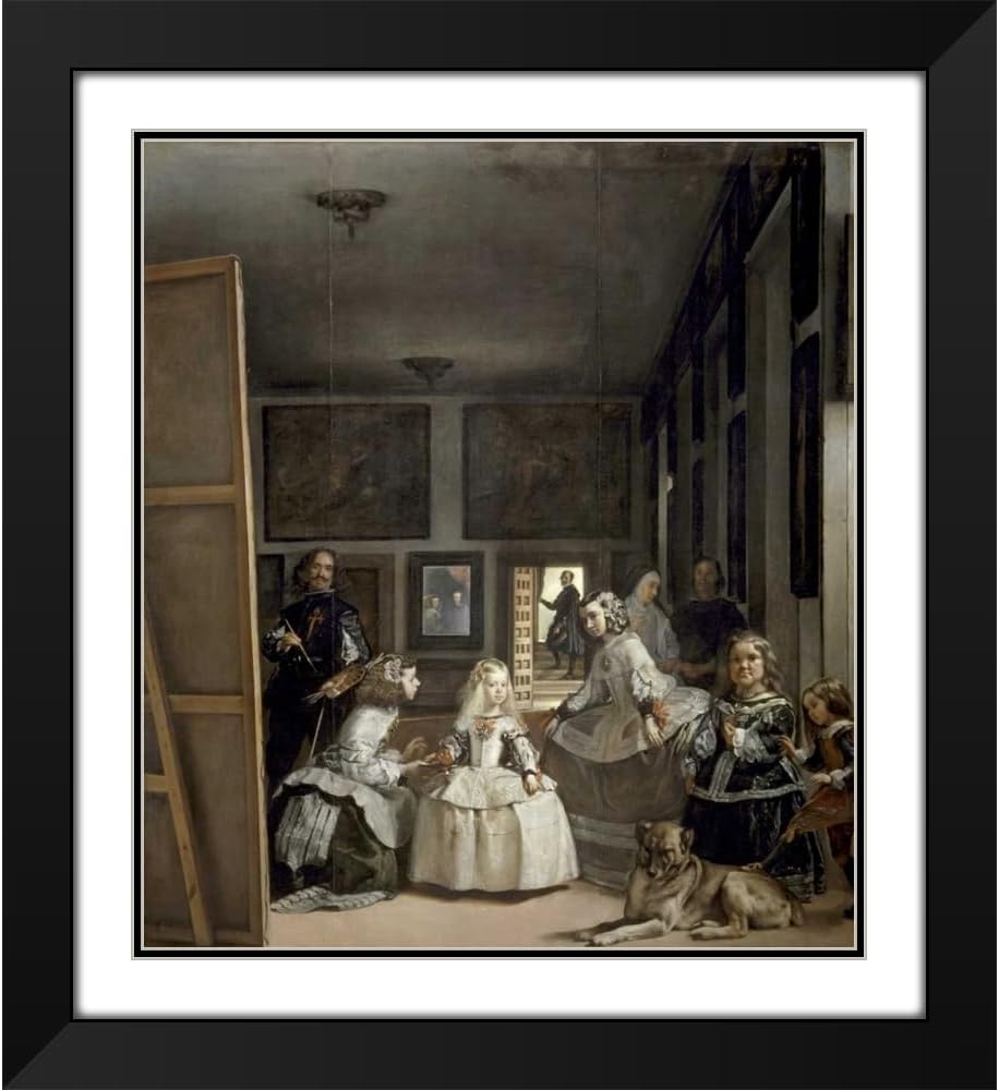 Velazquez, Diego 20x22 Black Modern Framed and Double Matted Museum Art Print Titled The Family of Philip IV - Las Meninas