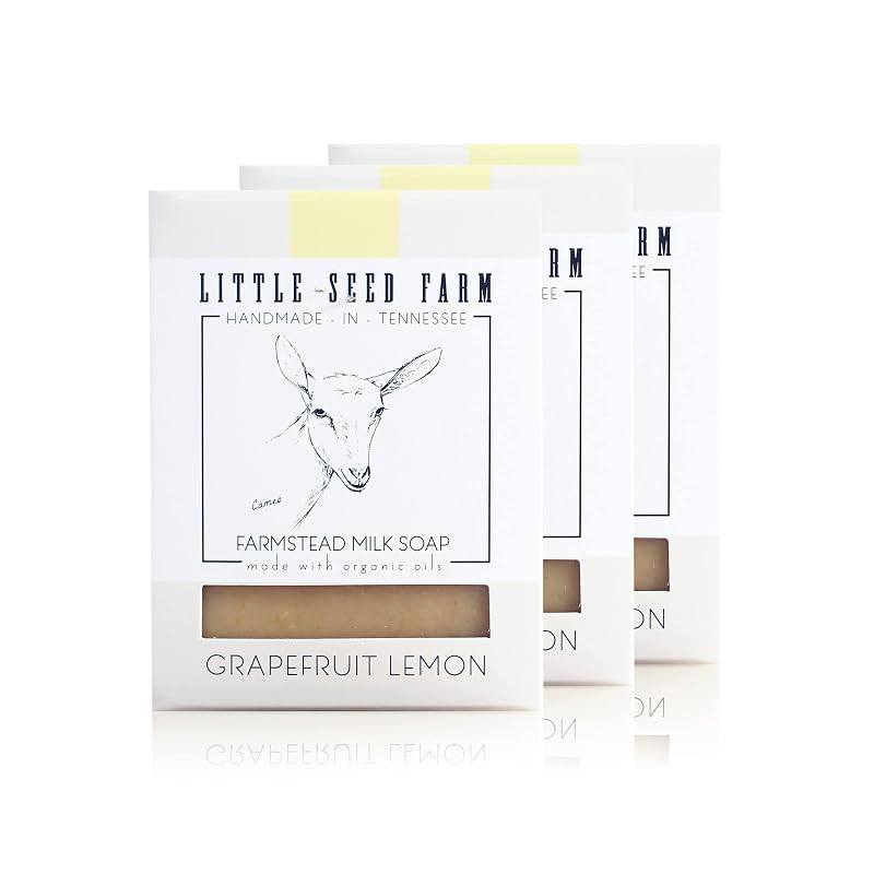 Sabonete em barra de leite de cabra Little Seed Farm, grapefruit e lemon, Pacote com 3