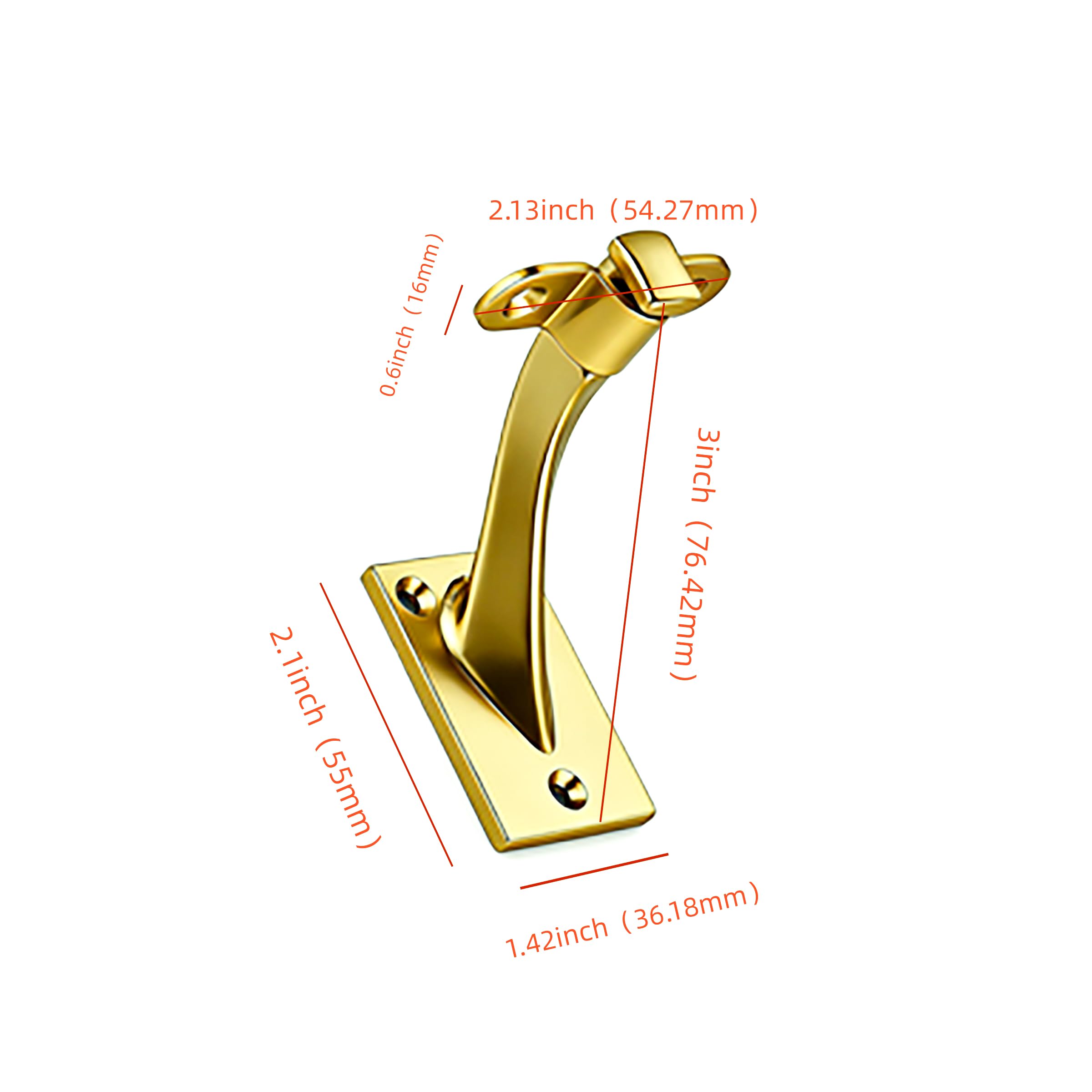 Polished Gold Handrail Bracket - KH364, Zinc Alloy — KHTUMEWARE