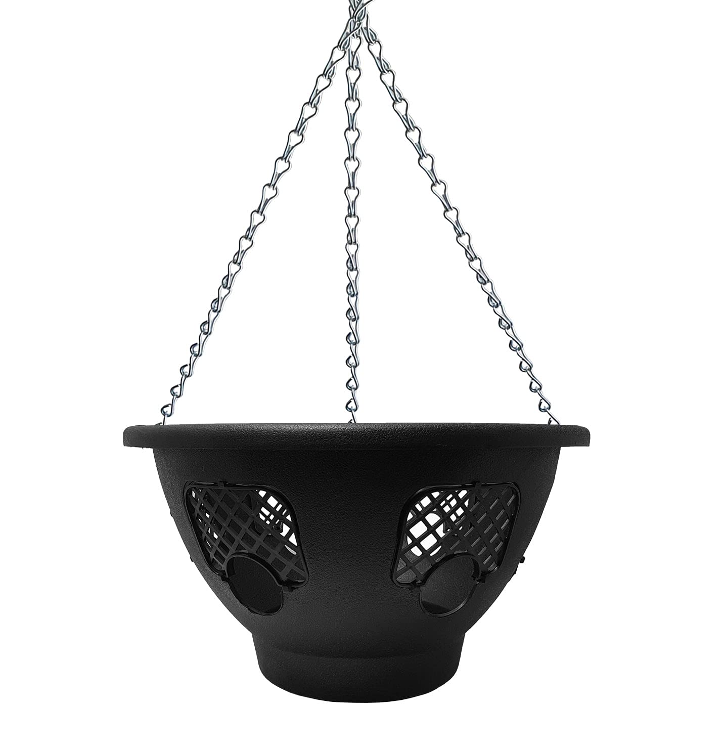 Elixir Gardens 12" or 14" Black Plastic Easy to Fill Hanging Baskets for Flower Displays & Plants | 12” x 1 — image 1