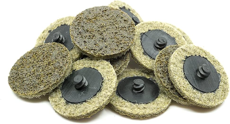 Benchmark Abrasives 2" Quick Change Nylon Surface Conditioning Discs for Sanding Polishing Paint Removal with Male R-Type Backing Use with Die Grinder - (50 Pack)(Medium)