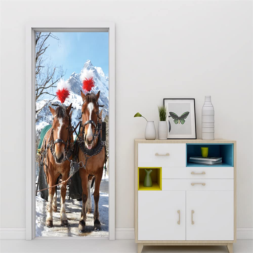 Sticker porte trompe l'oeil impermeable contre l'humidite pour salle de bain 95x215