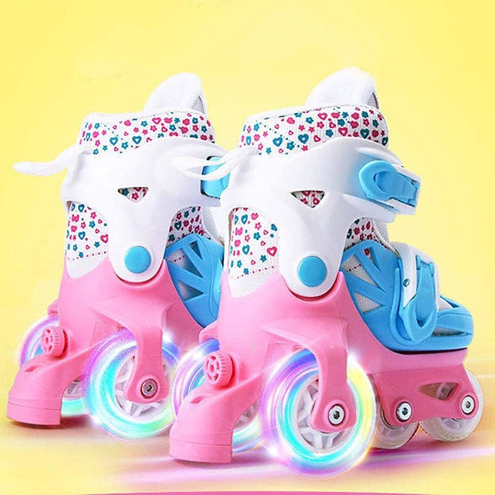 Roller Skates, Roller Skates, Shoes for Teenagers, Children, Junior High School Girls, Skates with Adjustable Blades,23-28-Blue