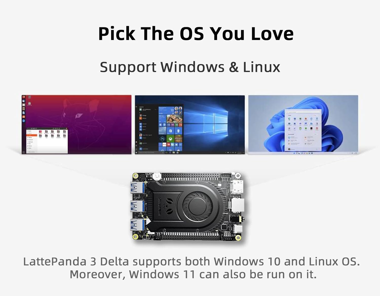 LattePanda 3 Delta 8GB/64GB LPDDR4 Mainboard Windows 10 Mini PC Single Board Computer for 4K HDR Video Suppprt Windows 11 and Linux (inactive Version)