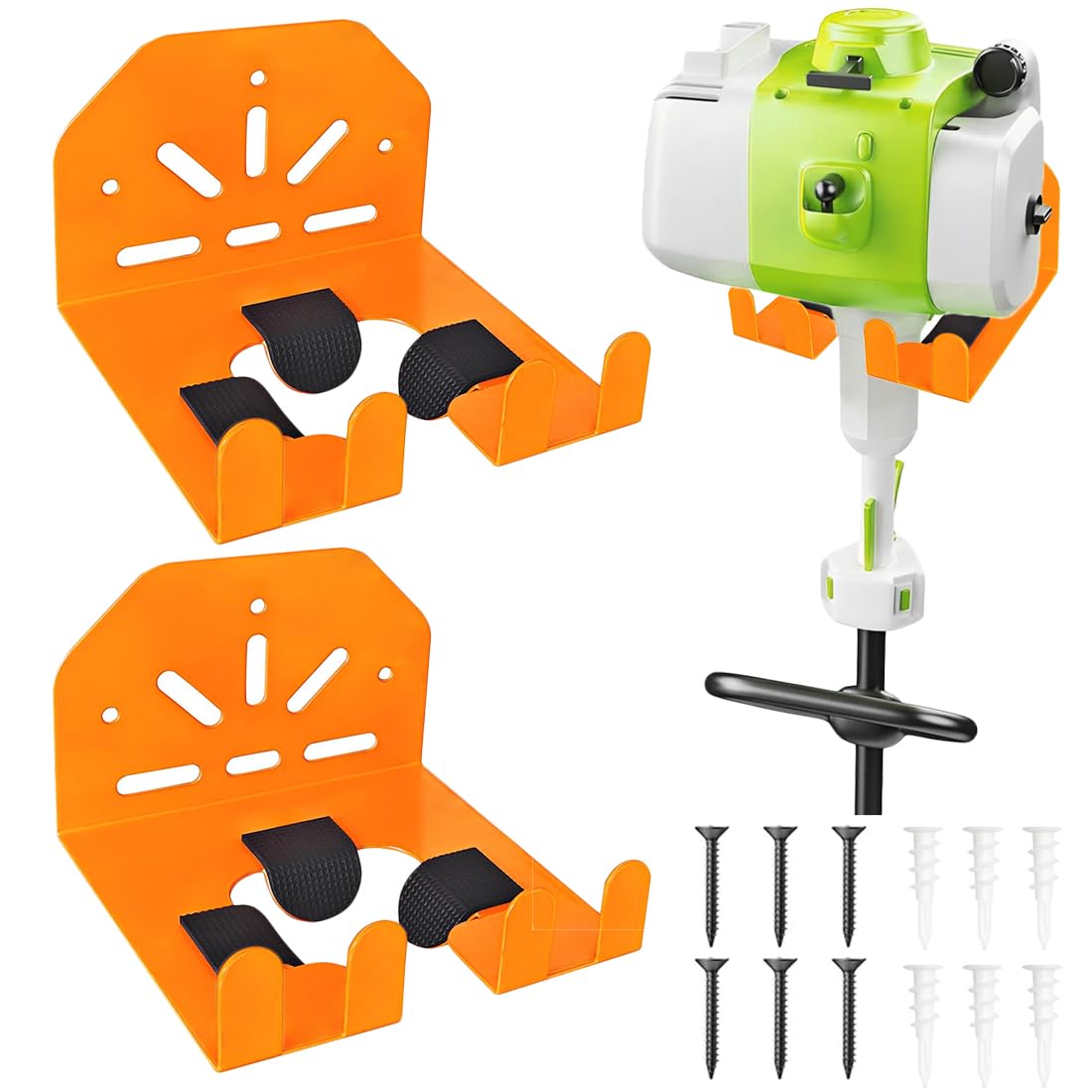 Cormunalis Wall Mounted Garage Storage Organizer - Power Tool Hanger Shed and Garage Wall Storage for Grass Strimmer, Hedge Trimmer, Garden Tools, Heavy Duty (2)