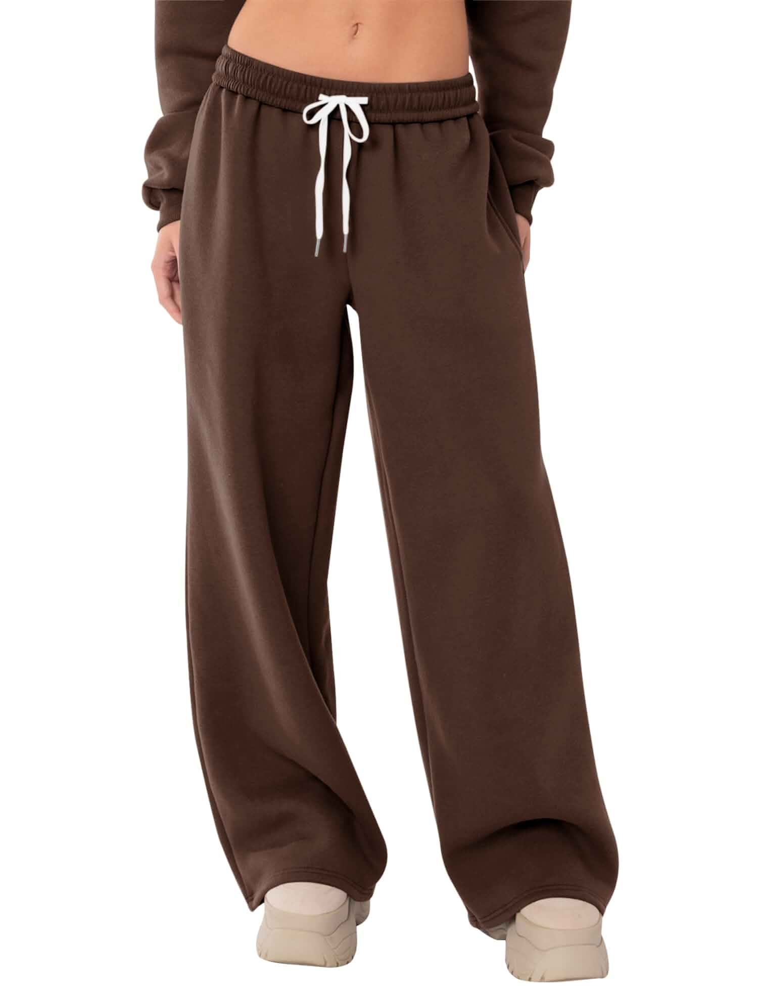 LOMON Wide Leg Sweatpants Women Fleece Sweat Pants Fall Winter Clothes 2026 Teen Girl Baggy Spring Inner Drawstring Waist Jogger Sweatpant with Pockets