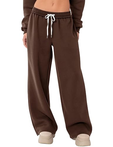 LOMON Wide Leg Sweatpants Women Fleece Sweat Pants Fall Clothes 2025 Teen Girl Baggy Jogger Sweatpant with Pockets
