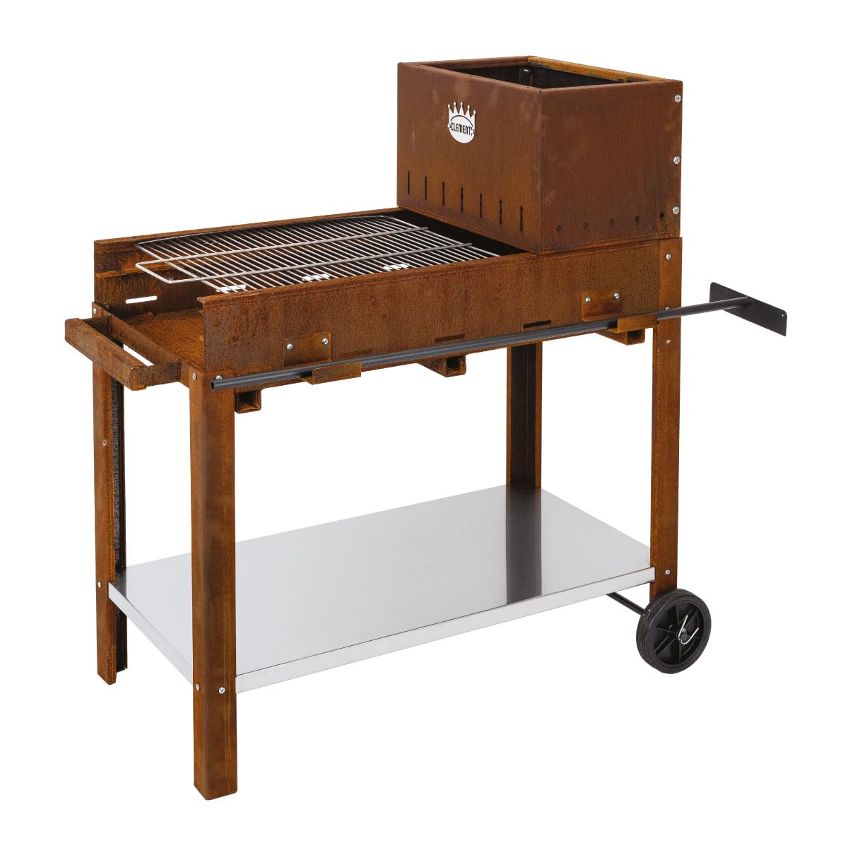 Barbecue a legna in acciaio Corten per Serial Griller, Flipper con griglia in acciaio Inox, Super Flipper con accessori (Flipper (Area Cottura 45 x 50 cm))