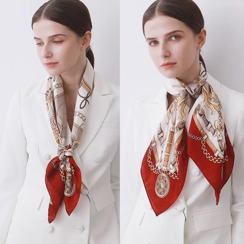 ANDANTINO 100% Pure Mulberry Silk Scarf 35" Large Square Lightweight Headscarf –Women’s Hair Wraps-With Gift Packed - Image 3