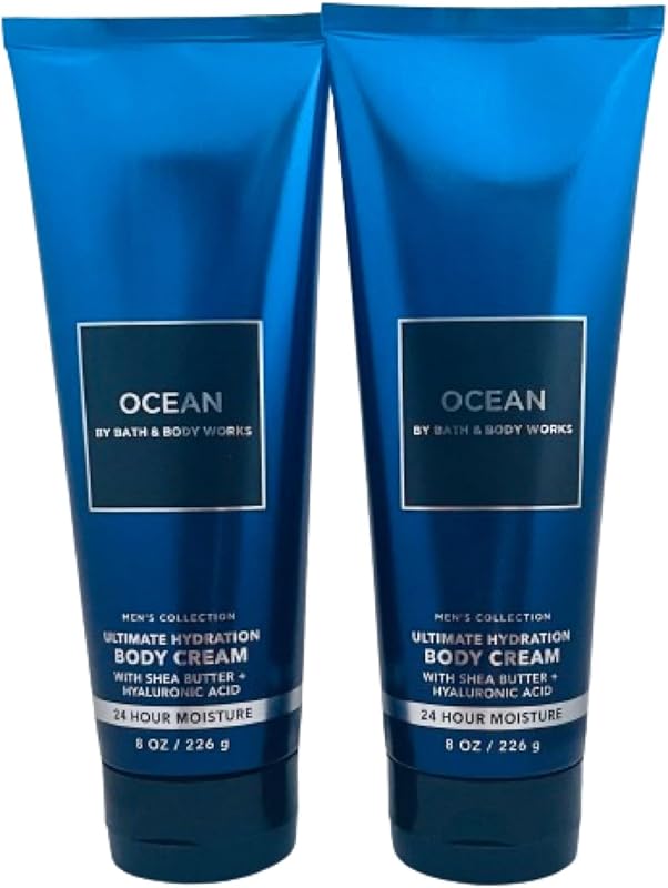 Men’s Body Cream, Ocean Scent, Ultimate Hydration Moisturizer with Shea Butter & Hyaluronic Acid for Dry Skin, Coastal Air & Cypress Scent, 8 oz - 2 Pack