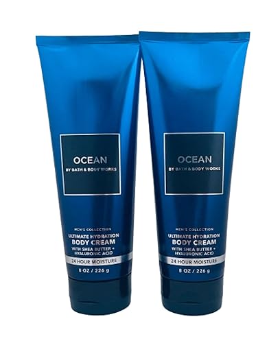 Bath & Body Works Ocean - Crema corporal de hidratación máxima, ultra karité, 236 mililitros para hombre, paquete de 2