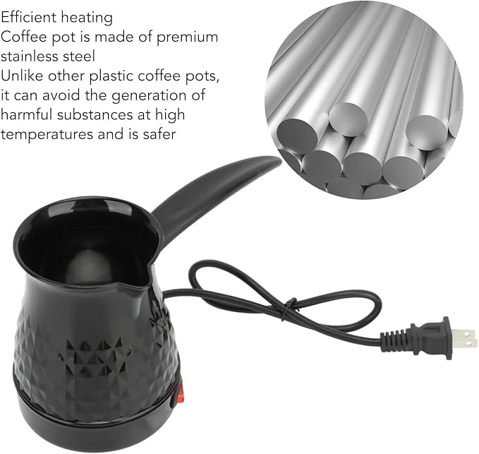 Cafetera Eléctrica Turca de Acero Inoxidable, 0.5L, 600W miniatura 3