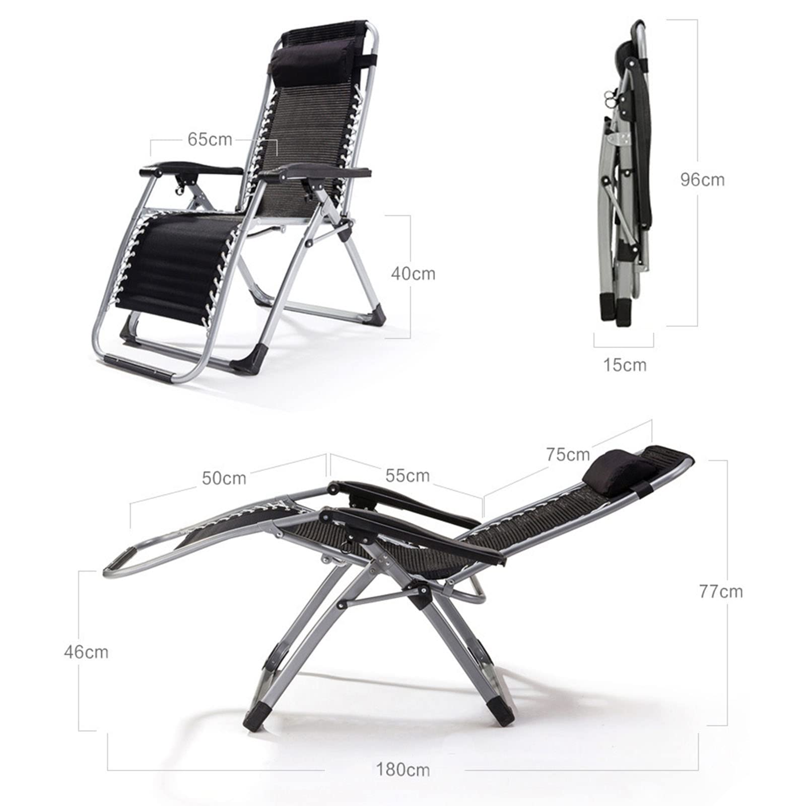 Sillón de Gravedad Cero de Gran tamaño, sillón reclinable para jardín, sillón reclinable Plegable para Patio al Aire Libre, Chaise Plegable portátil, G