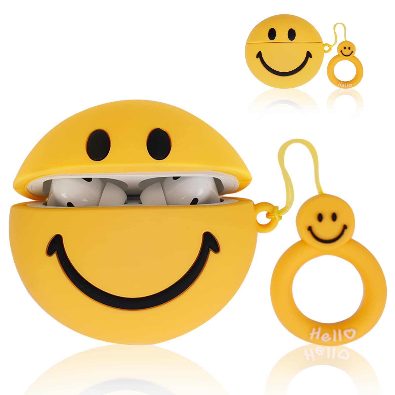 MAKINGTEC Cute Smiley Earbuds Case for AirPods Pro, TPU Shockproof Protector Preppy Style Case Trendy Earbuds Cover Secure AirPods Storage 3D Cute Fun Design Preppy Style Case for Airpods Pro 1/2 Gen