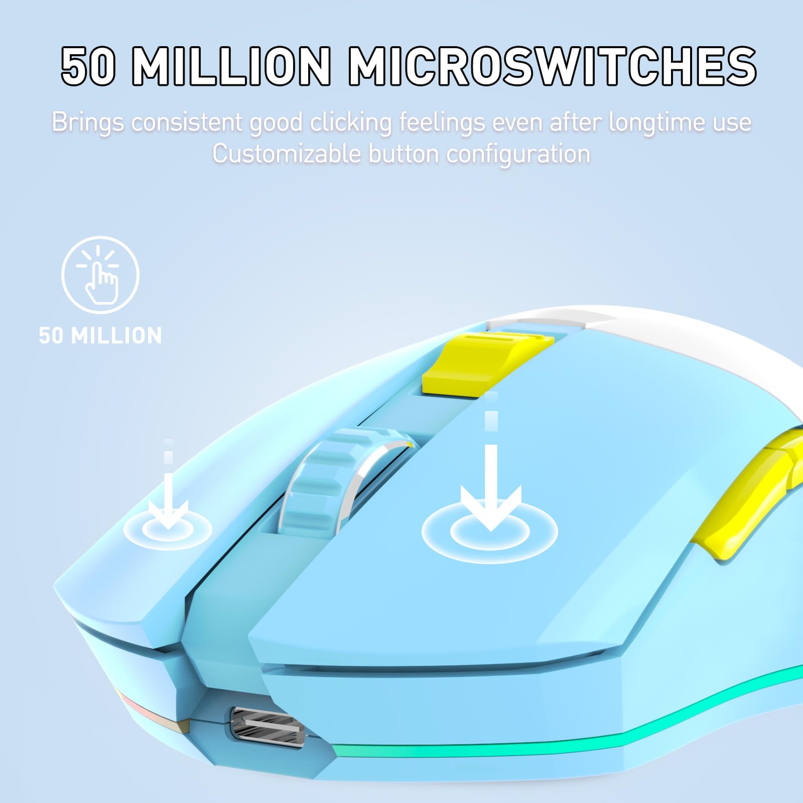 DAREU EM901X Mysz gamingowa z stacją ładującą | ładowalna RGB, 12K DPI, 6 programowalnych przycisków, czujnik o wysokiej precyzji [300 IPS] [1000 Hz] do komputerów PC