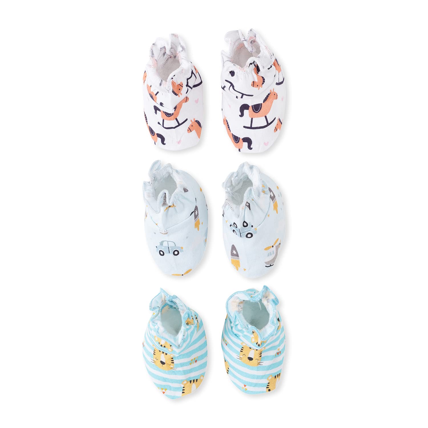 Giggles & Wiggles Cotton Booties Infant Cloth Combo Set Pack of 3 for Newborn Multicolor