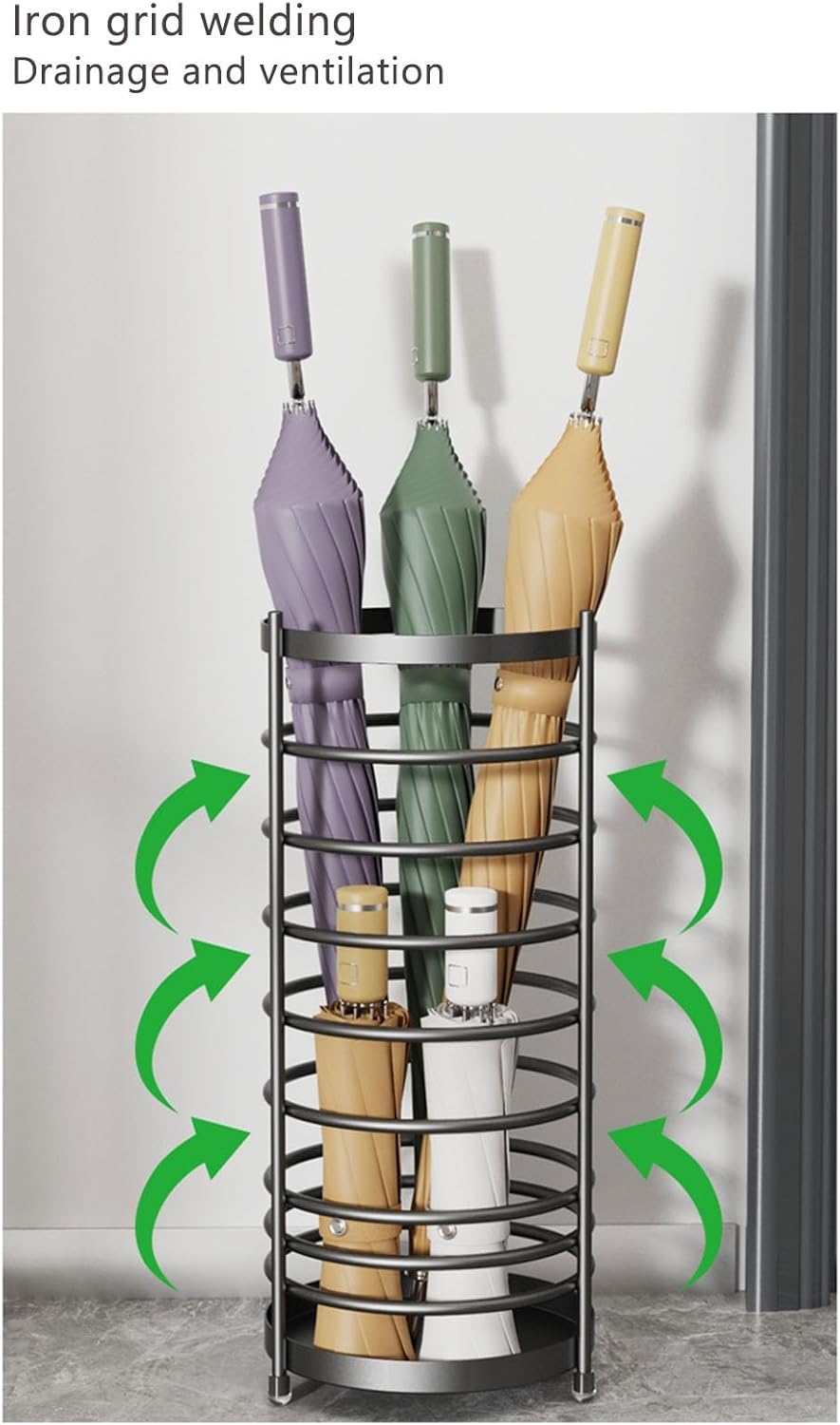 Modern Cylindrical Metal Umbrella Stand - Stylish Indoor Umbrella Holder, Functional Storage Solution for Home & Office, Metal Design for Contemporary Decor