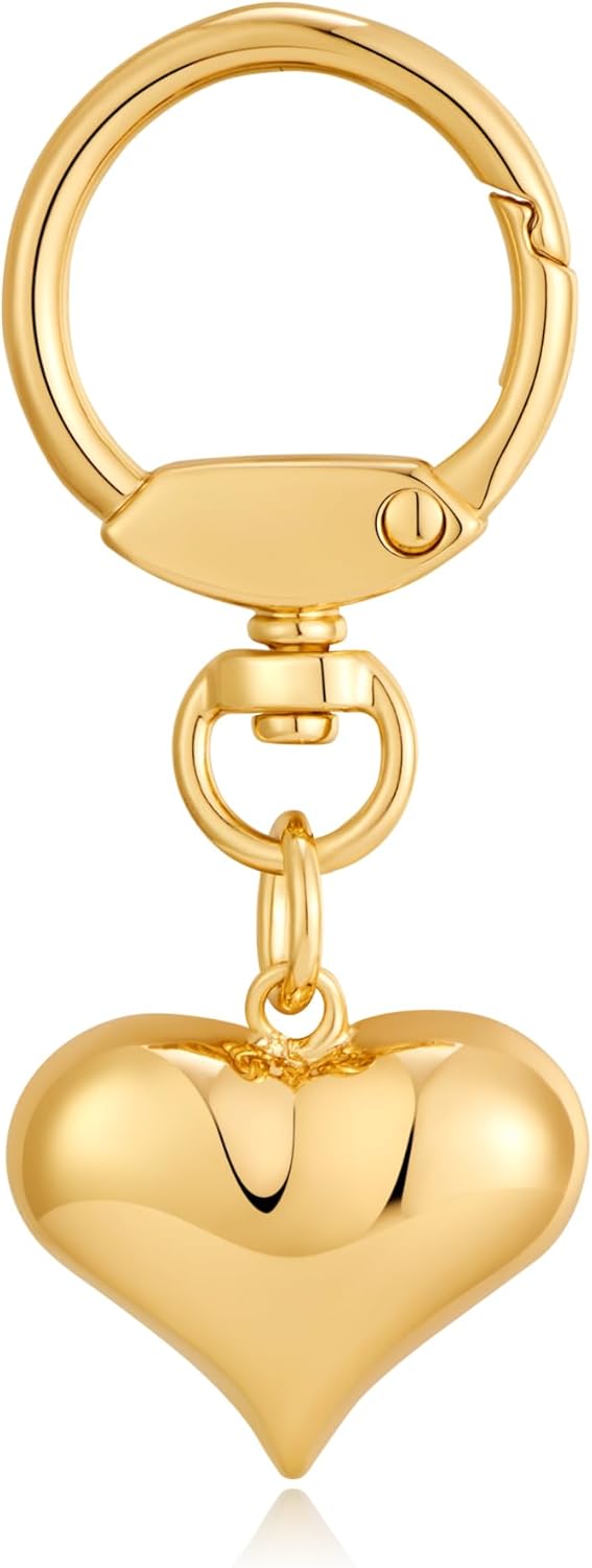 Gold Charm Heart Keychain for Women Bagchain Gold Fashion Keychains Accessories