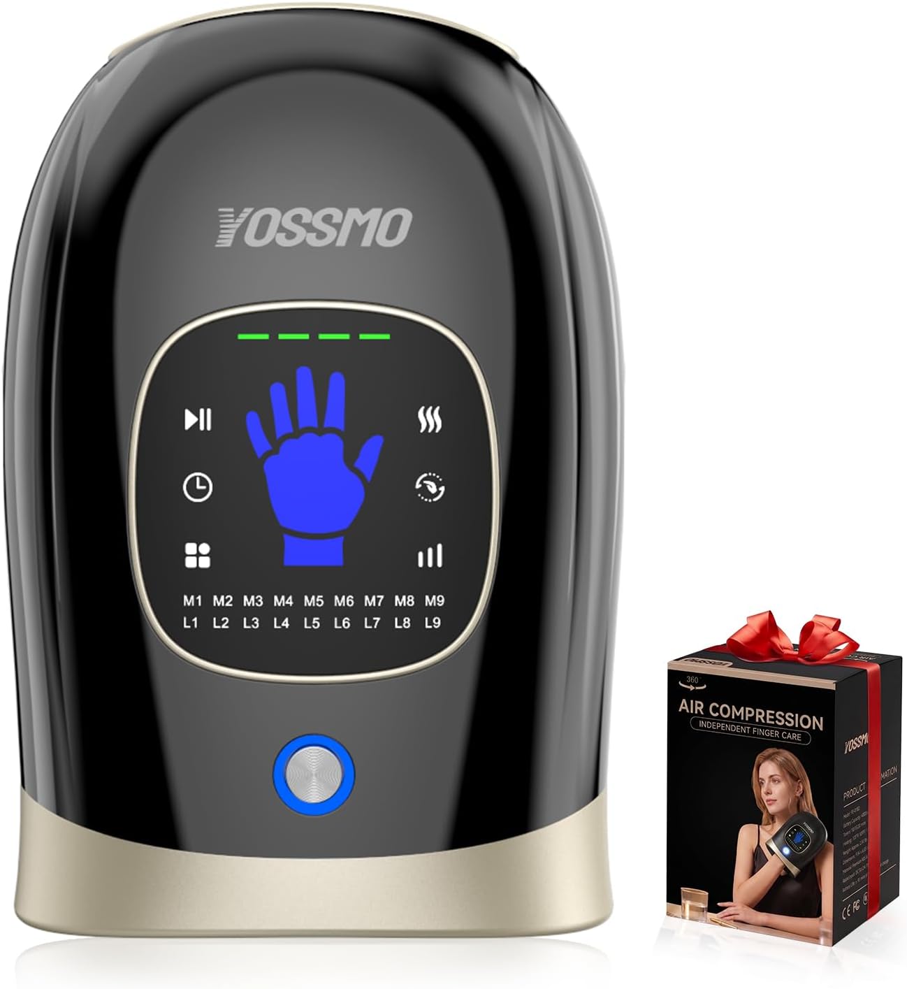 Hand Massager with Heat and Compression,Finger Stretch Funct