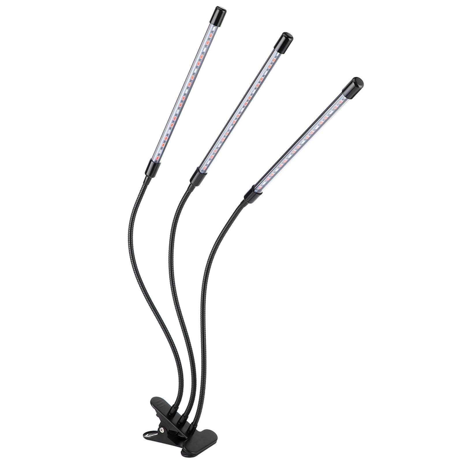 Lámpara de Planta de Cuello de Cisne, 30W USB 3 Tubos LED Flexible Lámpara de Cultivo de Planta de Espectro Completo con Clip para Plantas de Interior