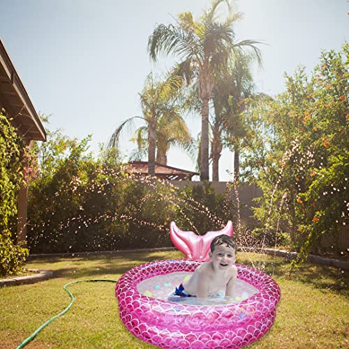 Inflatable Kiddie Pools Mermaid, Backyard Round Swimming Pool for Kids, Cute Raft Paddling Pool Indoor&Outdoor Toddler Fun Water Swim Beach Floaties Toys Fishing Pond Ball Pit Pool - Thumbnail 4