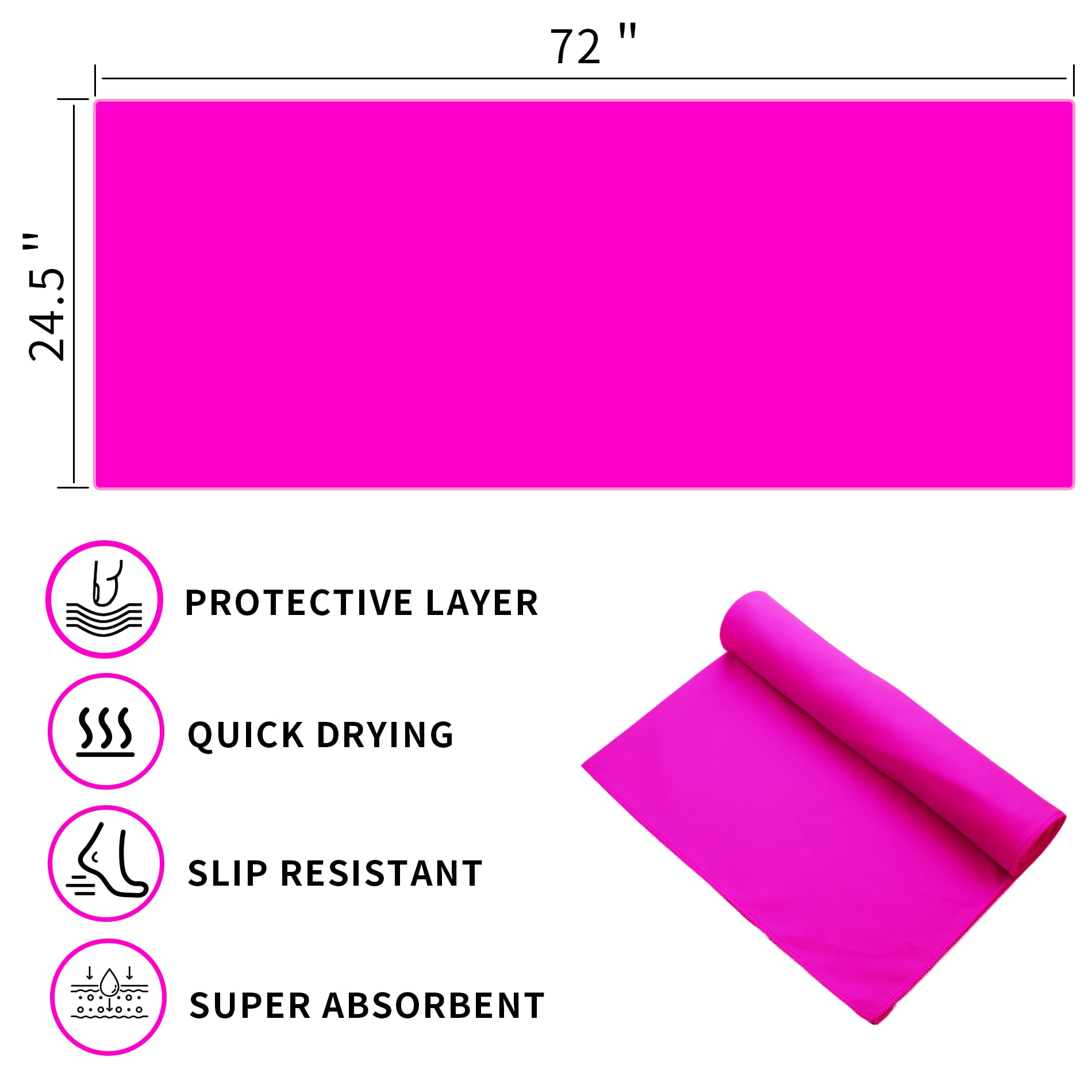 MIAOMIAO Juego de toallas de yoga antideslizantes y calientes, microfibra súper absorbente, 62.2 x 183.8 cm, diseño antideslizante y sin lesiones para pilates, esterillas de yoga, ejercicio y equipo
