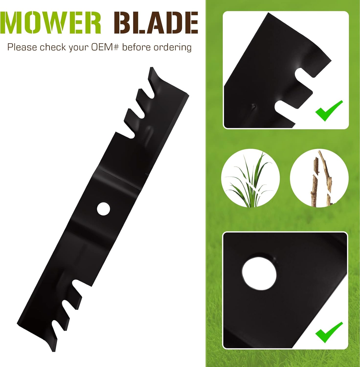 02005017 Mulching Toothed Mower Blade for Cub Cadet 48" Deck 02005017-X 942-04417-X GT2148 Recon Z-Force LZ48 SZ48 PRO-Z 100 48 inch Lawnmower Replace 942-04417 3-in-1 Blades 3 Pack