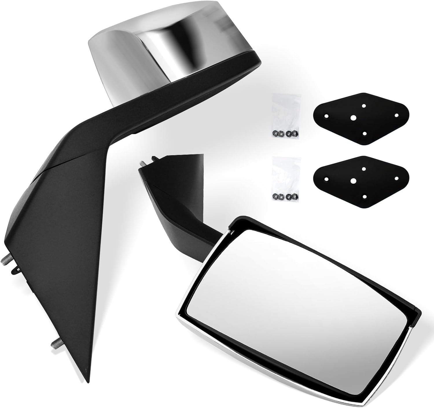 High Soar Hood Mirror Assembly for Volvo VNL(2004-2014),Truck Hood Mirror with Arm Replacement for Volvo VNL Left Driver Side and Right Passenger Side (A Pair) (Chrome)
