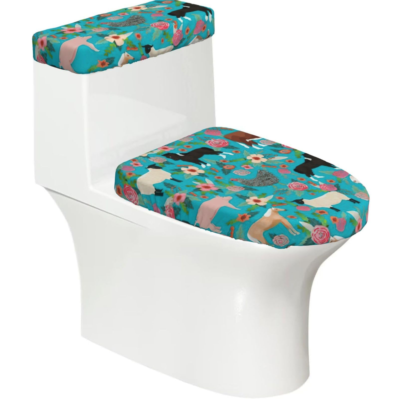 Sheep Print Bathroom Decor Toilet Lid Cover And Tank Covers, Restroom Accessories Fits Most Round