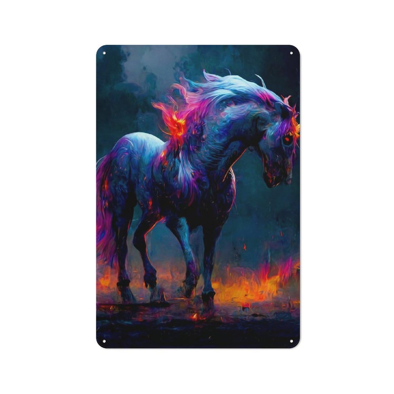 Classic Metal Plaque 30x20cm Featuring Unicorn, Bistro Wall Plaque for Kitchen, Cafe, Pantry Or Dining Room