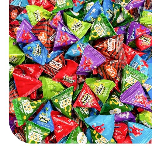 Popping Rock Candy Assortment - 1 Pound Box - 125 Count - Individually Wrapped Candy - Strawberry, Blue Raspberry, Grape, Tropical Punch, Apple, Watermelon