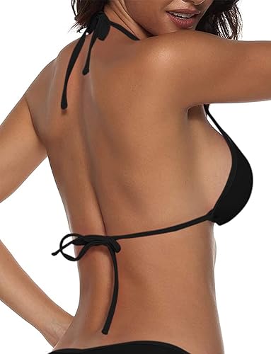 Miniatura 3 de Suvimuga Top de bikini triangular para mujer, con relleno y efecto halter