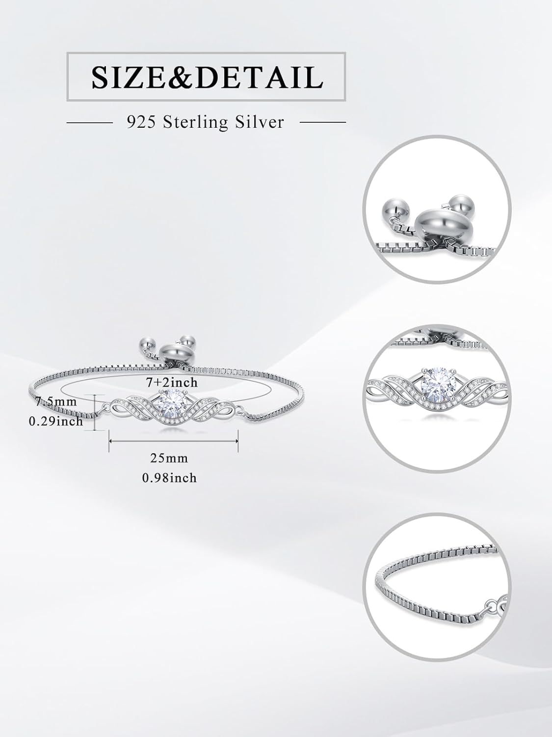 Dorunmo Infinity Birthstone Bracelet for Women 925 Sterling Silver Dainty Infinite Birthstone Tennis Bracelet Elegant Jewelry Birthday Christmas Gifts for Her Mom Wife - Image 5