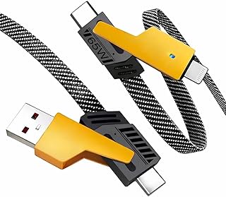 4-in-1 65W Fast Charging Braided Cable | Multi Charging Cable with Type-C & USB-A | 1.5m Durable Nylon Cable for Smartphon Price In India