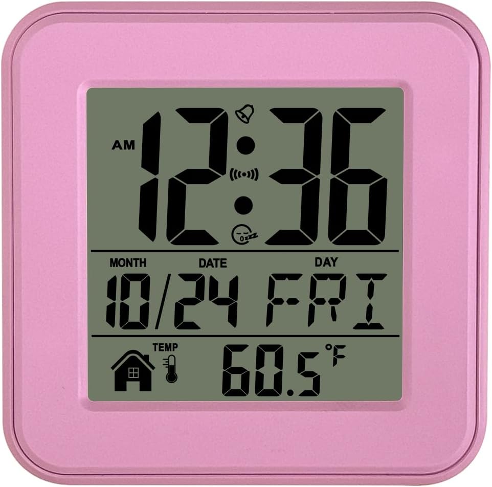 jomparis Small Digital Alarm Clock Battery Operated with Backlight Countdown for Bedroom Kids Room-Pink