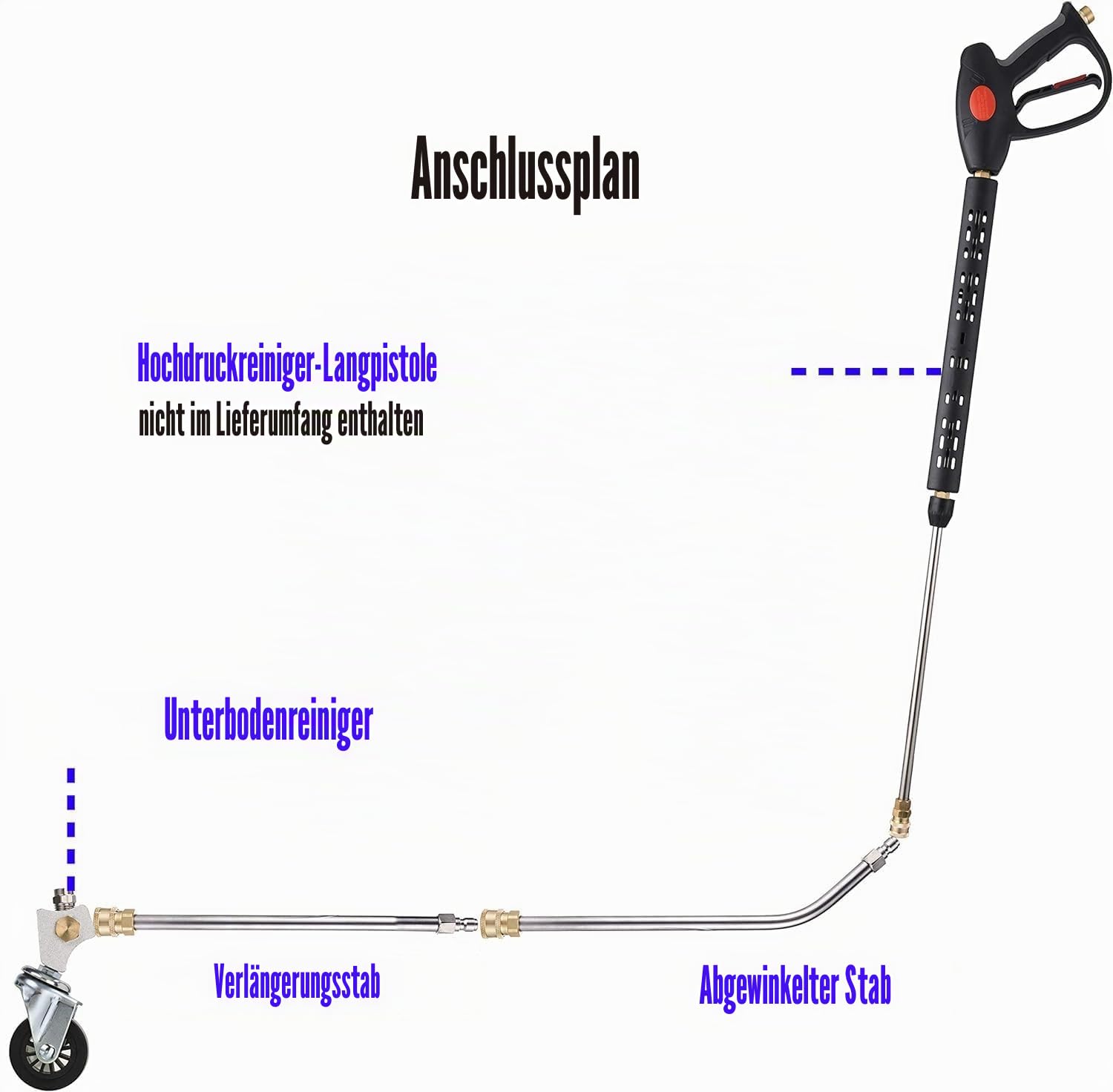 M Mingle 33cm Unterbodenreiniger für Hochdruckreiniger, 45°-Griff, 280 bar
