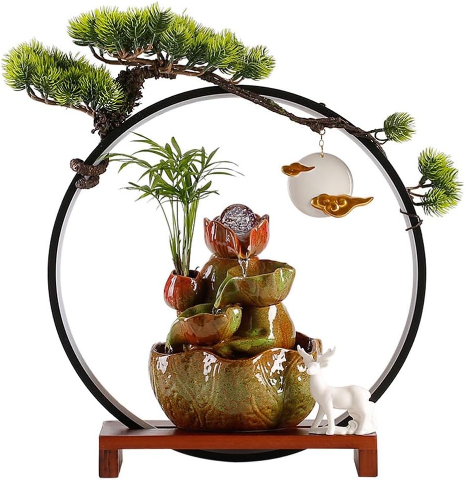 Tabletop Fountains Chinese Style Water Circulation Water Ornaments Home Fountain Living Room Office Desktop Fountain Decorations Table Top Fountains Indoor
