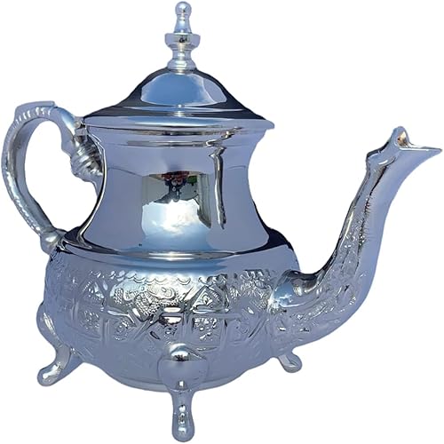 Miniatura 4 de Tetera marroquí hecha a mano con filtro integrado lleva a casa una tradición bellamente funcional del Cercano Oriente pequeña 16 onzas 050 L