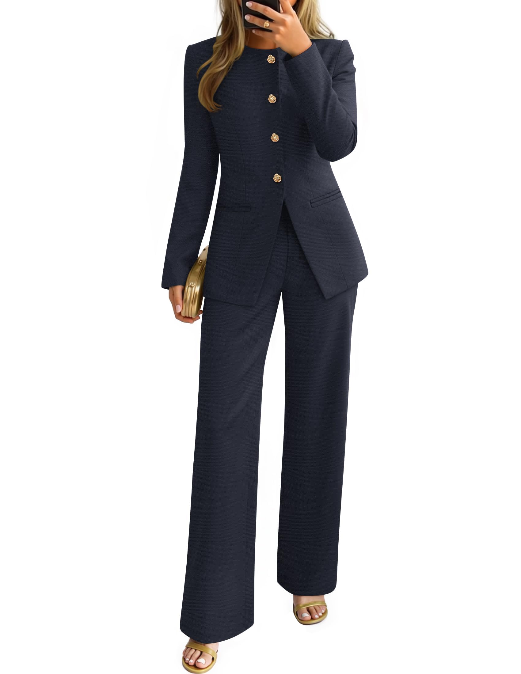 Amazon.com: ZESICA Women's Two Piece Suits Sets Casual Business