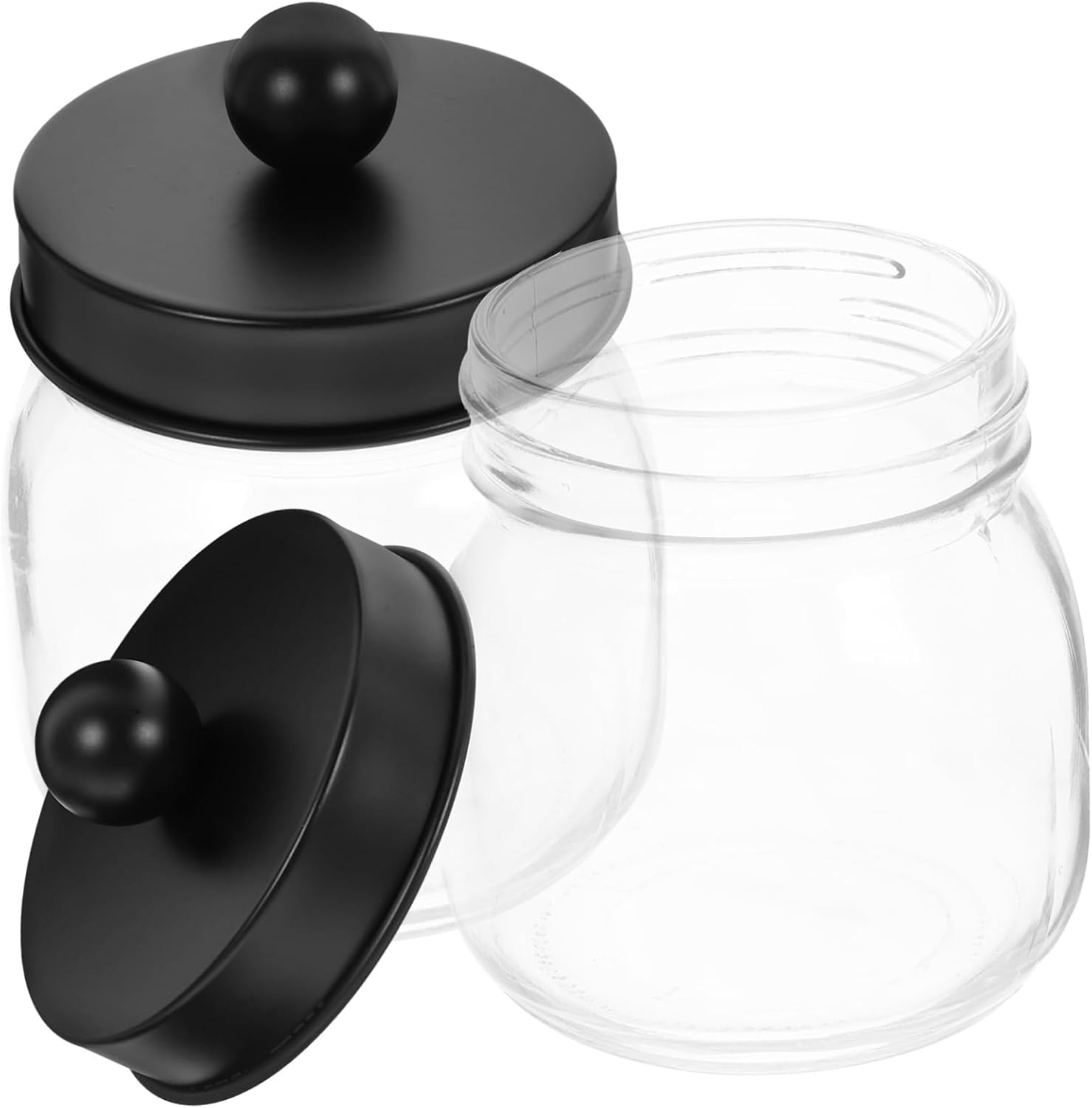 ABOOFAN 2pcs Glass Jar for Bathroom Counter Organizer Swab Box Desktop Floss Holder Toothpick Holder Decorative Canisters Home Storage