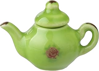 Melody Jane Dollhouse Green & Pink Floral Teapot Miniature Kitchen Dining Accessory 1:12