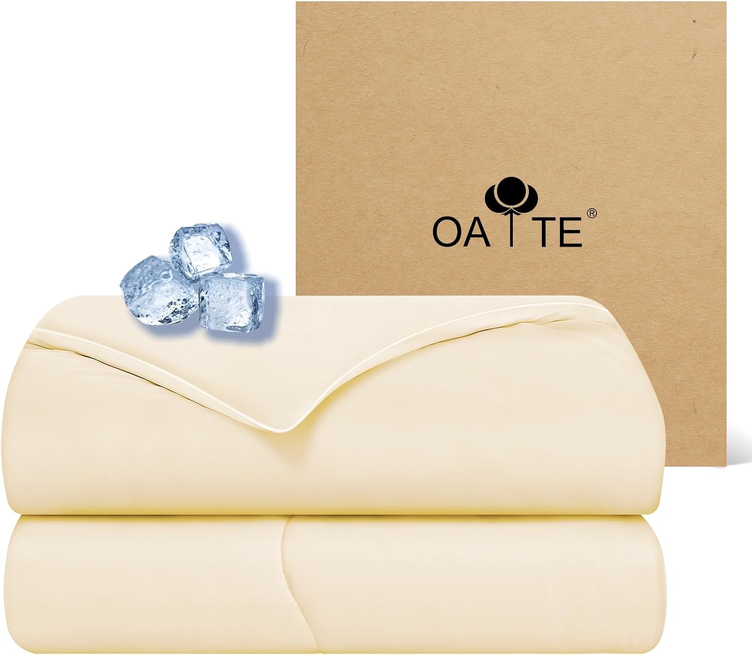 OAITE Cooling Comforter King Size,Double-Sided Cold Tech Fabric Cooling Blanket for Night Sweats and Hot Sleepers,Q-Max > 0.4,Summer Comforter,Breathable Soft Silky Smooth Lightweight(Cream,King)